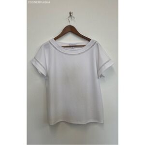 Liz Claiborne White Women's Round Neck Blouse - Size‎ Medium